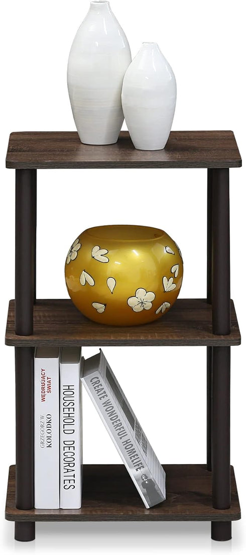 2 FURINNO Turn-N-Tube Space Shelf, Walnut/Brown