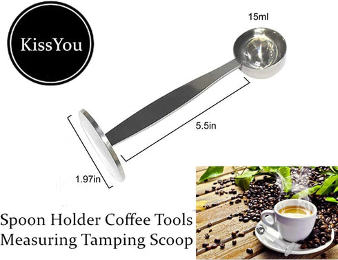 Espresso Scoop with Tamper - 2 In 1 Stainless Steel Coffee Spoon for Measuring and Tamping