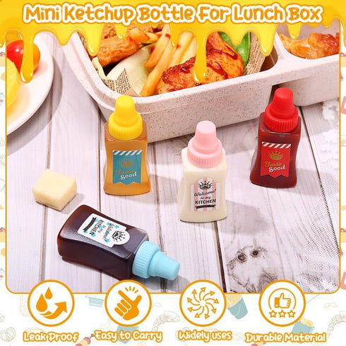16 25ml pcs Mini Ketchup Bottles Plastic Portable Condiment Squeeze Bottles for Kids Adults Office Lunchbox Picnic Oil