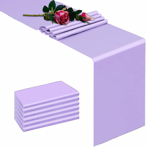 TCBETO Lavender Table Runner 12" x 108" Pack of 6 Satin Silk
