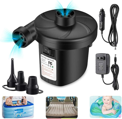 Air Pump for Air Mattress, Quick Fill Inflator Deflator for Inflatables, Perfect for Camping, Pool, Boat