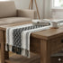14 72 Inches, Boho Table Runner with Tassel x Black & Cream Cotton Woven Washable Dresser Scarf Top Cover for Furniture
