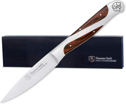 Hammer Stahl 3.5 Inch Paring Knife | Versatile Small Kitchen Knife for Garnishing, Peeling, & More | Ergonomic