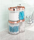 mDesign Plastic Canister Jar Organizer Set with Storage Lid - Clear/Rose Gold Lumiere Collection for Bathroom/Restroom