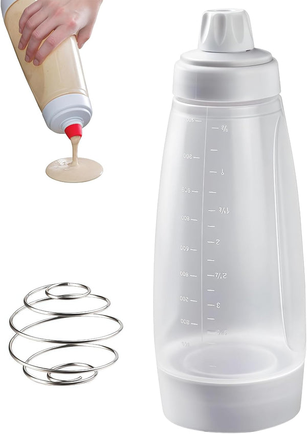 SHANXUMC Pancake Batter Dispenser with Blender Balls,33 Oz Pancake Mixer Bottle,Batter Mixer,Kitchen Batter