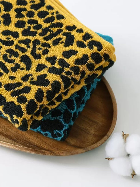KINGSHORE 3 Set 1 1 1 100% Piece Premium Bath Towel (Leopard), Bath Towel Hand Towel Washcloth, Quick-Drying