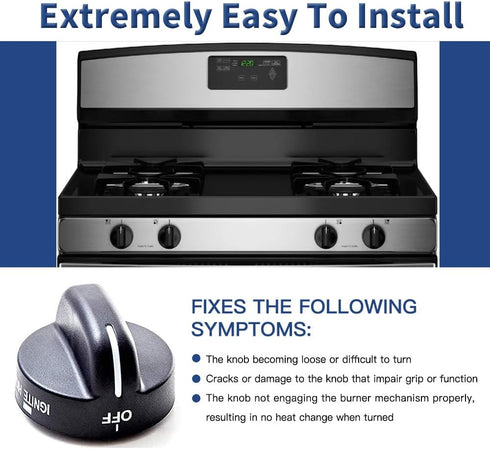 4Pcs 8273103 Gas Range Burner Knob Black Replacement Part for Whirlpool Range Stove, Replaces AP6012363, 8273107,