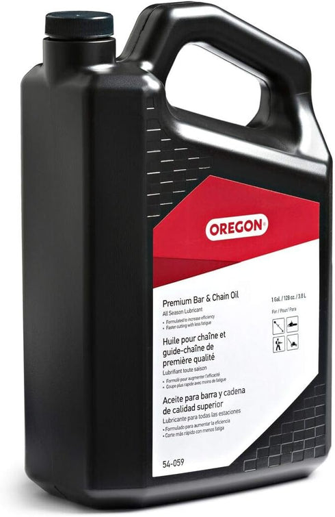 54-059 1 (128 fl.oz 4500 ml) Oregon Premium Bar and Chain Oil and Lubricant for Chainsaws, Gallon Bottle /