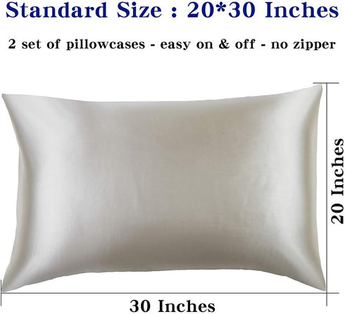 Lanest Housing Satin-Silk Pillowcase Queen, Beige Satin Pillowcase for Hair and Skin, Super Soft, Cooling