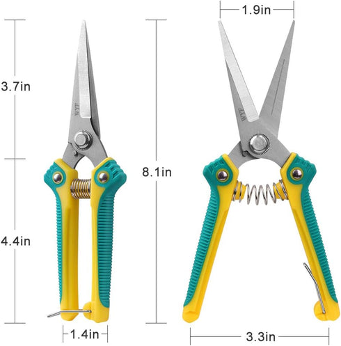 WYF Pruning Scissors, Professional Garden Shears - Sharp Stainless Steel Blades for Garden Harvesting, 8.1IN