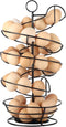 QUTREY Black Metal Egg Skelter with Storage Basket, Spiral Design Egg Holder