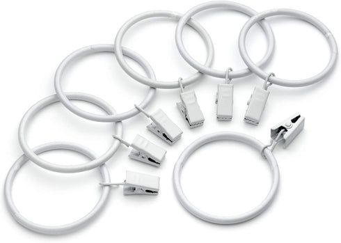 Metal Curtain Clip Rings Set of 14, 2 Inch Interior Diameter, White