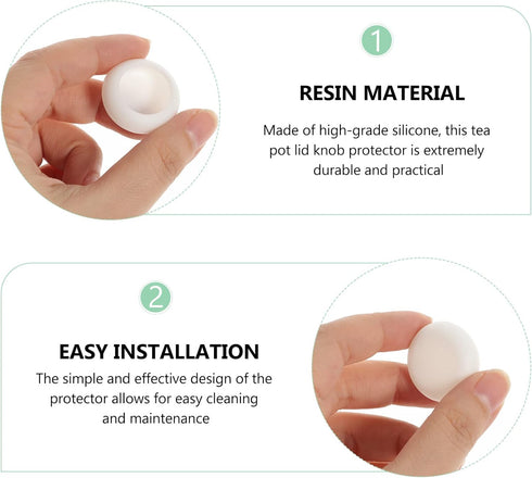Kichvoe Teapot Lid Silicone Sleeve - 2pcs Replacement Knob Cover for Teapot Lid Protection, Anti-scald White Handle