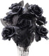 TUZAZO 10pcs Black Roses Artificial Flowers with Stems, Faux Silk Flowers for Bridal Gothic Wedding Bouquet and Home
