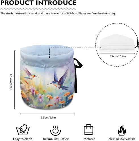 Floral Hummingbird Tea Pot Cosy, Cotton Tea Cozy for Teapot Cover, Insulated Kettle Cover for Home Kitchen