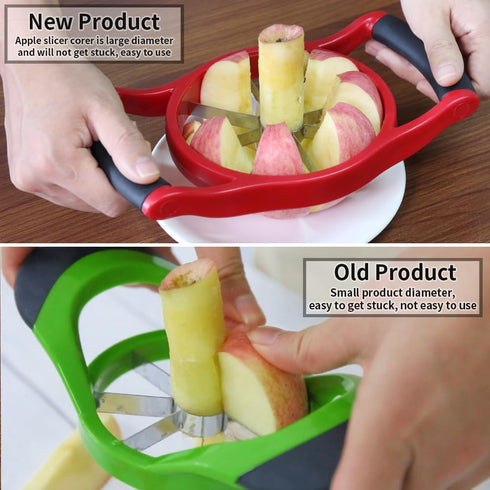Newness 5.12 Inch Extra Large Apple Slicer, Heavy Duty Cutter for 8 Slices, Stainless Steel Corer - Red