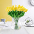 Artificial Tulips 10Pcs Real Touch Fake Tulips, PU Flower Arrangement Bouquets for Home Decoration (Yellow)