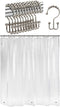 Titanker 12 Pcs Clear Shower Curtain Liner with 72x72 Shower Curtain Hooks