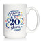 Cheers to 20 Years Coffee Mug, Gifts for Women & Men, 20th Anniversary Party Decor, Large 15oz White Ceramic Mug