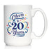 Cheers to 20 Years Coffee Mug, Gifts for Women & Men, 20th Anniversary Party Decor, Large 15oz White Ceramic Mug
