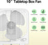 shinic 10" Tabletop Box Fan, 2 Speeds Quiet Fan with Strong Airflow, Portable for Bedroom, Kitchen, Office