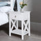 Bonnlo White Nightstand, Small Nightstand with Drawer & Shelf, Farmhouse Night Stand Bedroom,