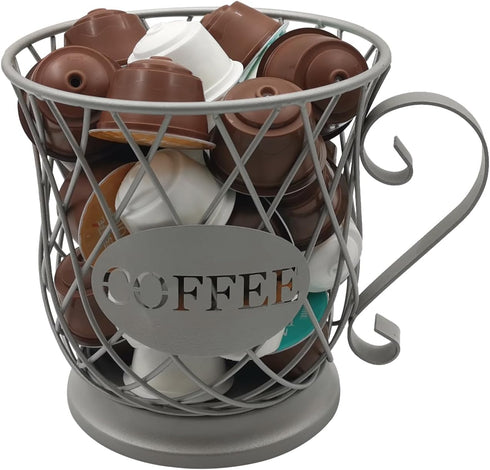 Coffee Pods Storage Basket, Coffee Pod Capsule Storage Holder for 35 K Cup Organizer, Coffee Basket Decor for Coffee Bar Countertop-Sliver by MFBJXC