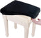 SINOSSO Soft Velvet Vanity Bench Cover, Stretch Washable Rectangle Saddle Bar Stool Slipcover - Black