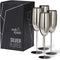 Oak & Steel 4 Silver Stainless Steel Champagne Flutes with Gift Box, 284 ml - Elegant & Unbreakable for Outdoor Parties
