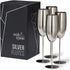 Oak & Steel 4 Silver Stainless Steel Champagne Flutes with Gift Box, 284 ml - Elegant & Unbreakable for Outdoor Parties