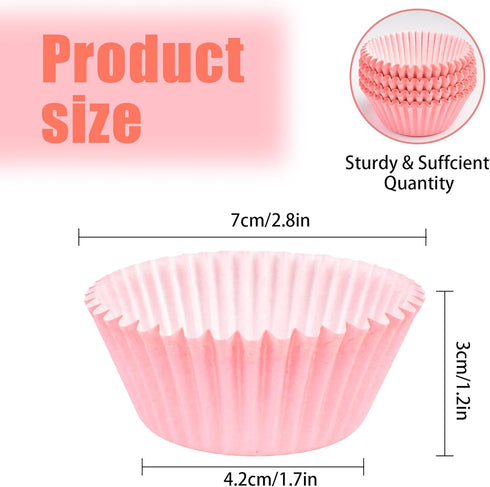 Cupcake Liners for Baking, 100PCS Muffin Liners, Standard Non Stick Baking Cups, Greaseproof Cupcake Holders (Pink)