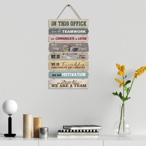 LHIUEM In This Office Wall Decor, Motivational Wall Signs Set of 8 (2.5”X12”) Wooden Hanging Office Decor for Women