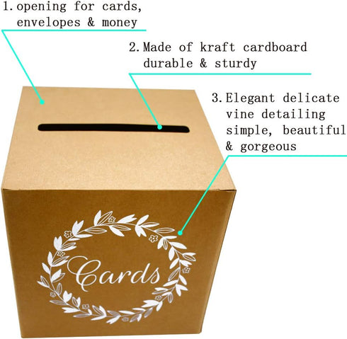 KALEFO Kraft Card Box, Wedding Favors Post Boxes, Cardboard Wedding Party Decor, Table Centerpiece