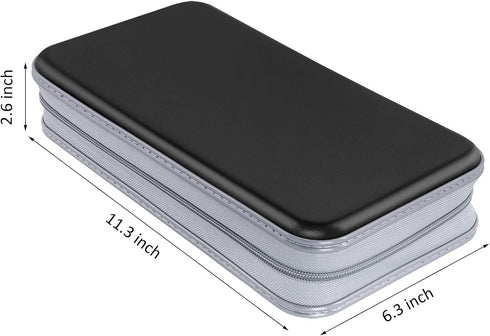 CD Case, DVD Case Holder, 96 Capacity Hard Plastic Storage Binder for Car, Home, Office, Travel (Black).