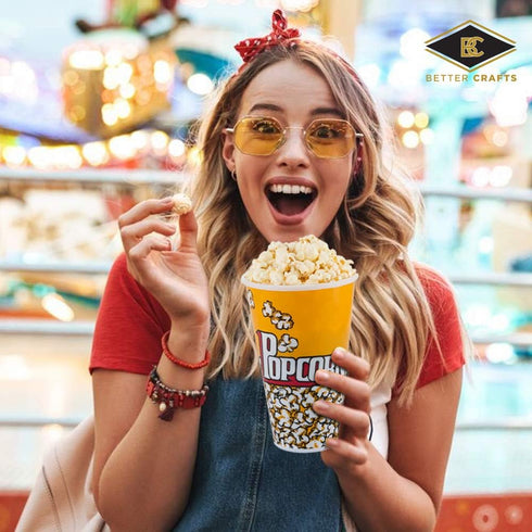 Set of 6 Yellow Popcorn Bowl Tubs, 7 x 4.5 Inches, Perfect for Movie Night, Parties, and More!