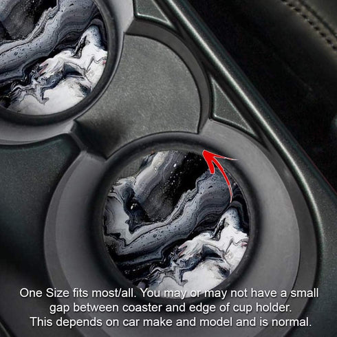 Black Marble Car Coasters for Drinks Set of 2 with Absorbent Coasters, Measures 2.56 inches