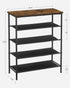 VASAGLE 5 Tier Shoe Rack, Shoe Organizer for Entryway, Holds 12-16 Pairs, with 4 Fabric Shelves, Rustic Brown and Black