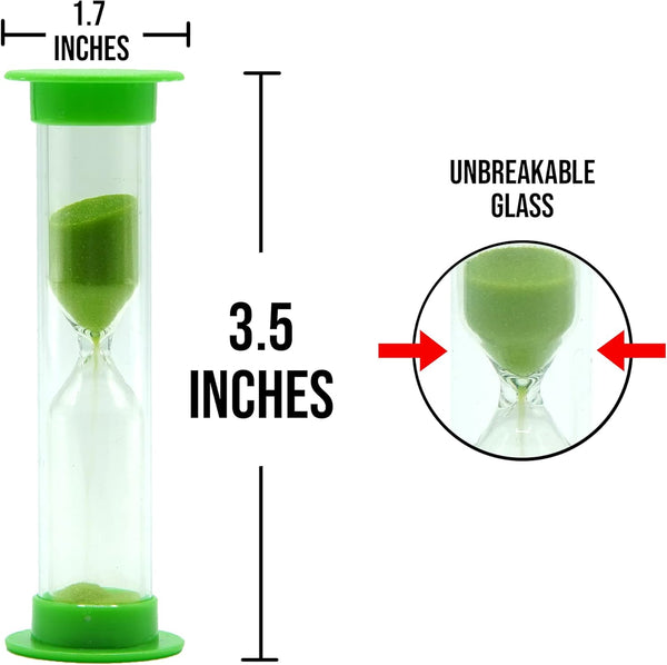 Sand Timer for Kids, Set of 3 Small Colorful Hourglass Clocks, 1Min 2Min 5Min for Classroom & Home