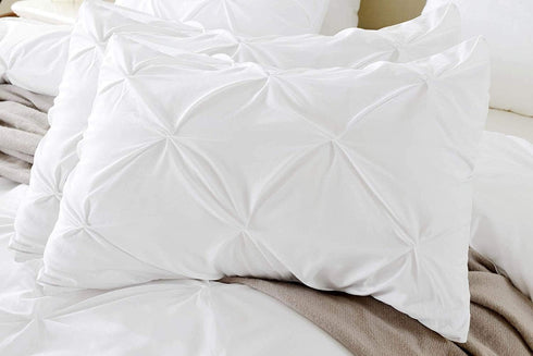 King Pillow Shams Set of 2, Pinch Pleated White Pillow Shams, 20x36, 100% Egyptian Cotton