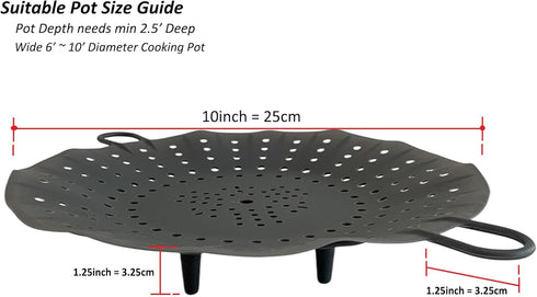 Korean Made Silicone Steamer Basket, 10" Size, Flexible Design Steamer Insert (Gray)