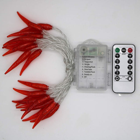 Dreamworth Lights,10ft 20 Red Chili String LED Chili String Lights Battery Operated Remote Contol Fairy Lights