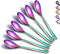 Rainbow Teaspoons, 6 Piece Spoons Silverware, Stainless Steel Small Spoons, Tea Spoons for Home, Kitchen, Restaurant,