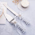 TIHOOD Set of 2 Rustic Wedding Cake Knife and Serving Set with Twine Heart Love Wood Tag and Burlap Lace