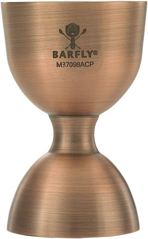 Barfly M37098ACP Heavy-Duty Straight Rim Bell Jigger, 25 ml x 50 ml, Antique Copper
