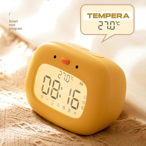 Kids Alarm Clock for Boys and Girls Bedroom, LED Cute Clock with Digital Display, Children's Sleep Trainer, Ok to Wake