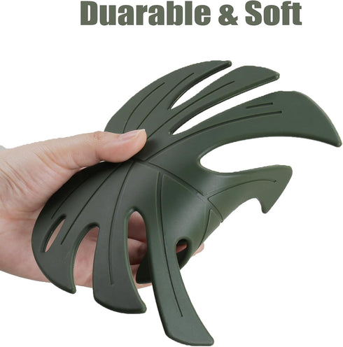Silicone Trivet Mat Set of 2, Monstera Pot Holders for Hot Pots, Non-Slip Coasters for Kitchen Countertops