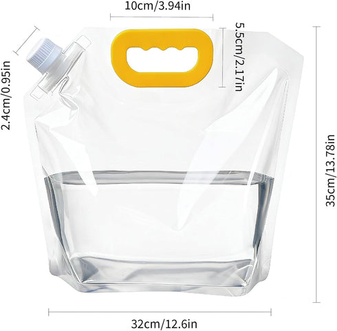 8Pcs 1.3 Collapsible Water Container Bag Gallon, Freezable Plastic Foldable water Pouch Bag with Handles,Leak-Proof