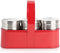 Salt and Pepper Shakers with Spice Rack - 3 Retro Spice Jars in Stainless Steel Carrying Rack