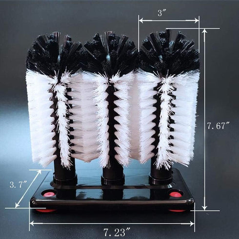 Water Bottle Cleaning Brush, Glass Cup Washer with Suction Base, 3 Head Bristle Brush for Kitchen Tools