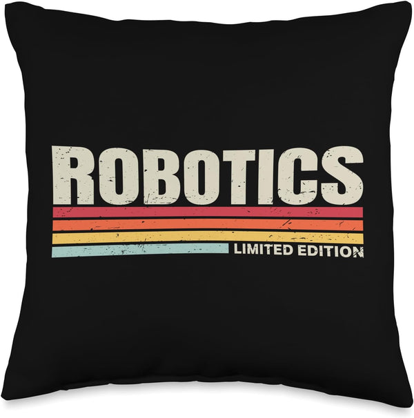 Robotics Retro Vintage Throw Pillow for Robotics Engineer Robot Builder